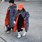 韩国男女童装2023冬季长款加厚羽绒服过膝中大童白鸭绒外套潮