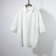 牧木男装夏季设计师潮牌纯棉宽松花边中袖白色，衬衫男小众半袖衬衣