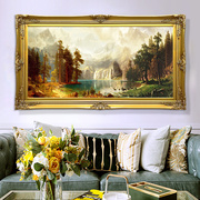 欧式风景油画山水画客厅装饰画，玄关挂画美式沙发背景墙壁画聚宝盆