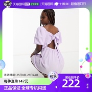 香港直邮潮奢monki女士monki绉纱，泡泡袖背部，开口迷你淡紫色连