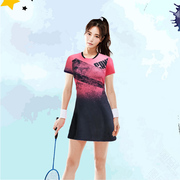 羽毛球服短袖女连衣裙韩国速干运动套装健身T恤团购大码比赛队服