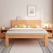 实木床现代简约双人床，主卧1.5米床1.2米床全实木床架，欧式床美式床