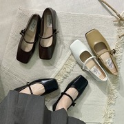 韩版设计感鞋平底鞋法式复古玛丽珍鞋小皮鞋，秋冬百搭女鞋乐福鞋