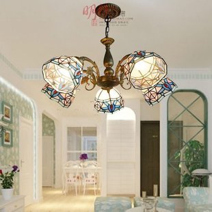led灯欧式古典餐厅书房卧室客厅3头地中海风格简欧艺术玻璃吊灯