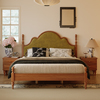 法式复古实木床1.8米双人主卧大床，中古美式轻奢简约设计师软包床