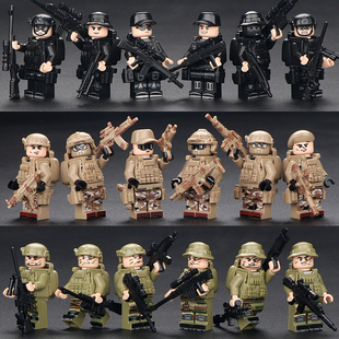 中国积木军事人仔士兵5特种兵6警察小人偶7儿童拼装8岁男孩子玩具