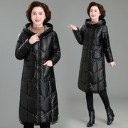 妈妈冬装长款棉衣加厚外套2022年中老年女士洋气黑色羽绒棉服