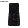 拉夏贝尔lachapelle丝绒，亮片半身裙女高级感气质黑色开叉包臀裙