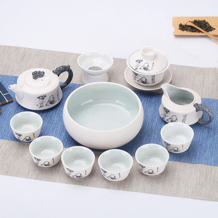 创意陶瓷雪花釉功夫茶具套装家用泡茶杯碗茶壶泡茶具简约盖碗整套