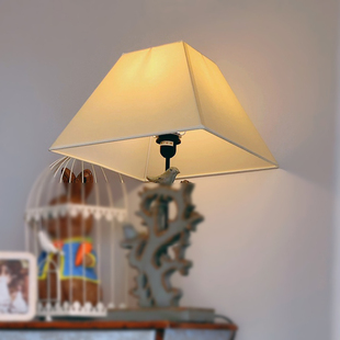 欧式布艺灯罩外壳仿羊皮梯形方形个性创意简约台灯小落地灯大卧室