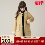 女童秋冬款外套2024洋气时髦韩版呢子大衣大童夹棉加厚棉服潮