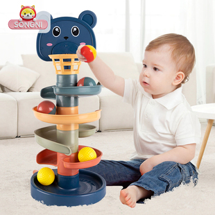 宝宝益智趣味轨道滑球塔0-3岁婴儿，滚滚球早教，叠叠转转乐1-2玩具塔