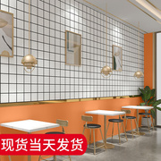 黑白格子方格墙纸自粘奶茶店，专用餐饮店蛋糕店墙面装修壁纸防水贴