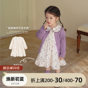 陈大猪小o宝宝宝小碎花，连衣裙子娃娃，领2023春甜美儿童公主裙