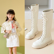 女童靴子2023年秋冬季长靴儿童高筒长筒单靴公主鞋演出马丁靴