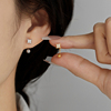 925纯银锆石六芒星拧扣耳钉，女2024年耳环，ins小众设计感养耳洞
