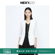 水洗西装nexy.co奈蔻气质，白色七分袖西装外套女夏西服