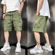2025夏季新款美式复古工装短裤男宽松速干凉感中裤拉链口袋五分裤