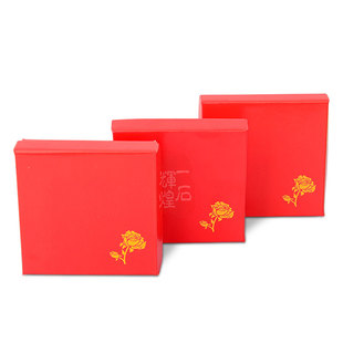 简约手镯盒经济硬纸板红色项链吊坠盒珠宝包装盒盒一枝花