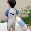 儿童连体短袖泳衣2024男童可爱帅气鲨鱼防晒速干海边度假套装