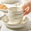 墨色法式碗碟套装家用2023简约现代餐具高级感纯白米饭碗盘子