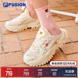 FILA FUSION斐乐潮牌老爹鞋女鞋休闲厚底鞋凉拖鞋BIANCO硬糖鞋子