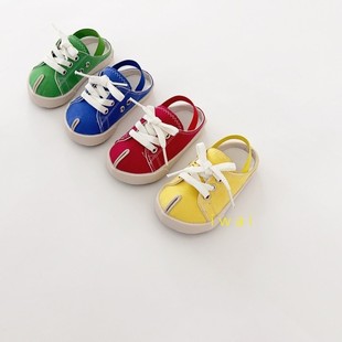 早上好韩国童鞋，24夏新iw913-1儿童糖果色，可爱猪蹄鞋半拖帆布鞋