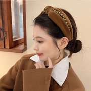 韩式秋冬高级感丝绒，发箍宽边增高颅顶海绵，复古头箍发卡