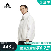 adidas阿迪达斯仿羊羔绒外套，女冬保暖立领运动夹克hm7111