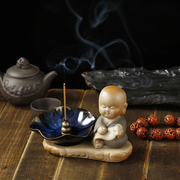 中式陶瓷和尚家用室内线香熏香炉摆件禅意创意茶桌檀香炉装饰品