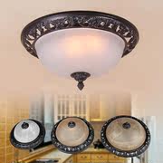 欧式LED吸顶灯黑色铁艺仿古玻璃餐厅灯具卧室厨房卫生间阳台灯饰