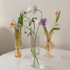 ins风条纹花瓶创意透明玻璃，摆件插花器皿北欧风简约水培家居装饰
