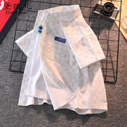 2023夏季短袖衬衫男童格子衬衣，中大童韩版洋气白色上衣半袖潮