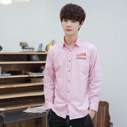长袖纯棉条纹格子衬衫韩版青少年潮流衬衣时尚职业装衬衫学生寸衫