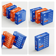 bz01正方形包装盒设计样机平面，产品纸巾盒包装样机盒子效果图