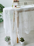 复古网纱镂空白色蕾丝布玫瑰桌布野餐布盖布摆拍背景布法式