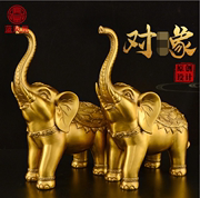 纯铜大象摆件一对吸水象大象福财铜象工艺品客厅装饰品大号款