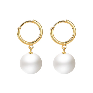 s925纯银耳环空托女时尚流行耳环圈针式镶嵌珍珠，圆珠玉石珠子配件