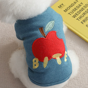 苹果图案T恤宠物狗狗夏季短袖两脚衣博美泰迪贵宾小奶狗小型犬幼