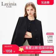 Lavinia 西服外套女2024春英伦风无领雅致气质黑色西装B41W11