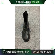 香港直邮guidi黑色，系带靴子212blkt真皮