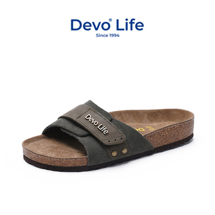 Devo Life软木拖鞋一字凉拖鞋男女同款简约居家外穿简约休闲23011