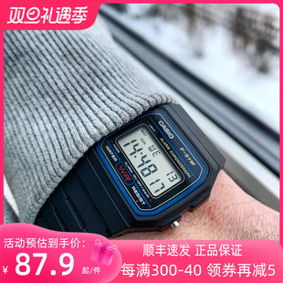 日本卡西欧手表男女网红小方块casio防水复古手表，f91wa158a168