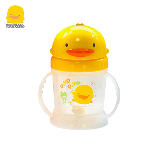 黄色小鸭婴儿吸管杯宝宝卡通可爱水杯婴幼儿6个月防呛学饮练习杯