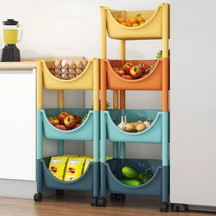 厨房蔬菜置物架收纳省空间落地玩具小推车菜篮家用塑料储物菜架子