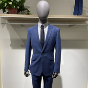 依文 蓝色男士西服西裤商务羊毛套装2件贝壳扣时尚修身3680元