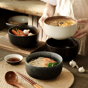 创意学生泡面碗日式餐具套装大号，拉面碗陶瓷碗高级感面条碗汤面碗