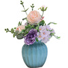 北欧餐桌陶瓷花瓶蓝色白色花器花插牡丹花尤加利花艺组合套装摆件