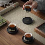 凡山堂 黑陶方形茶杯垫创意日式茶托隔热垫家用功夫茶具茶道配件