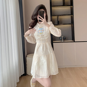 新中式国风洋装精致长袖连衣裙女春季2024年裙子日常改良旗袍